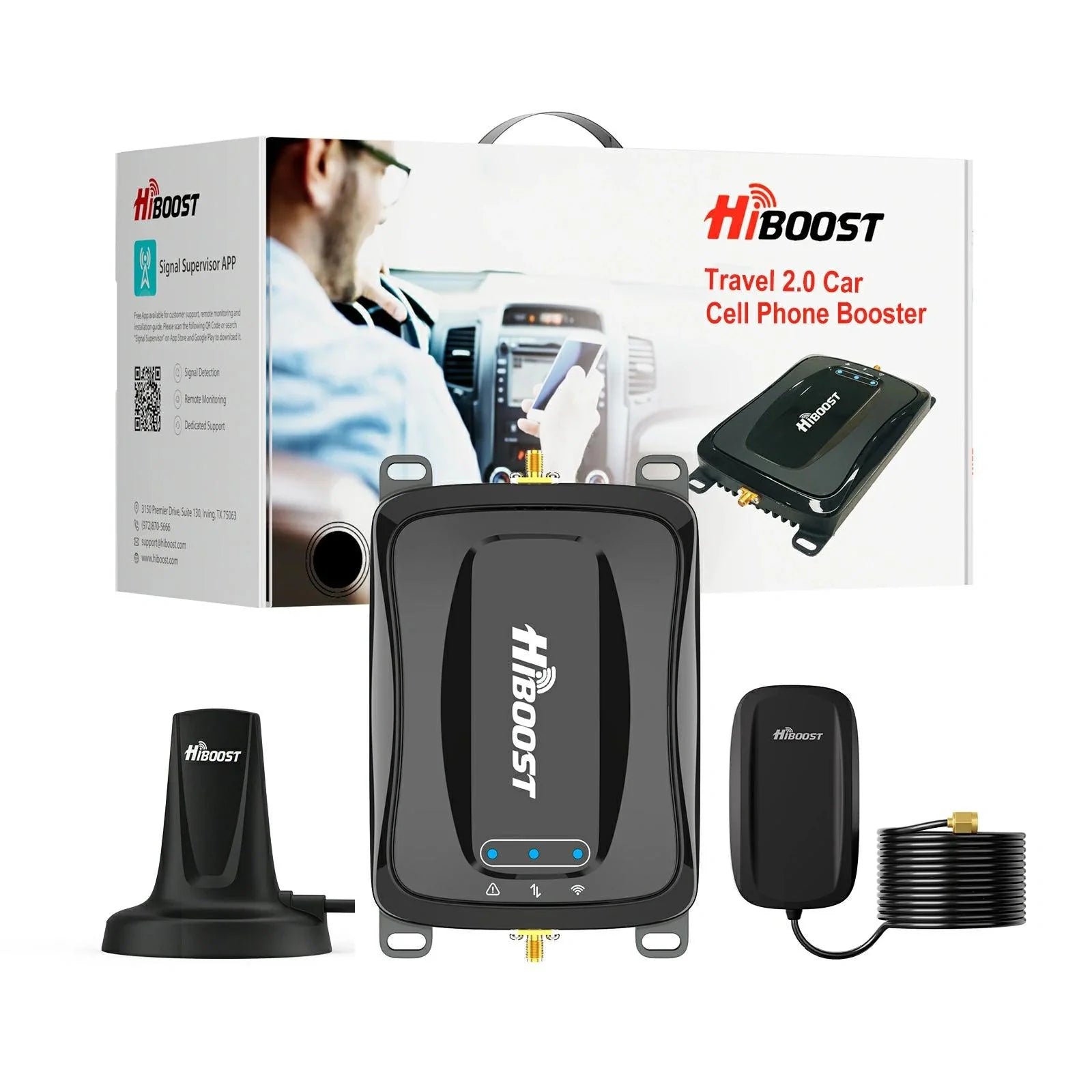 hiboost  travel 2.0 cell phone booster for car contents