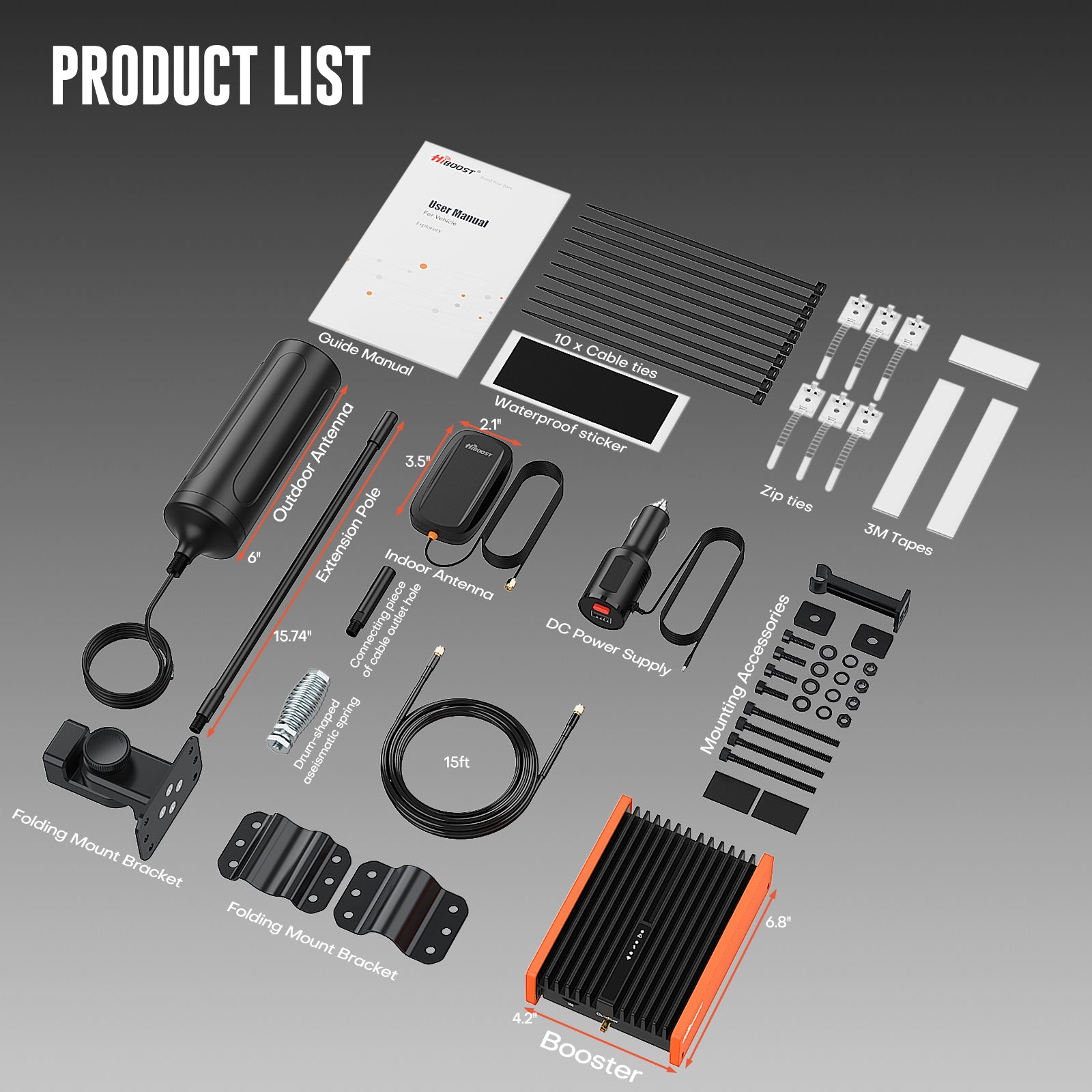 hiboost travel 3.0 truck cell signal booster contents